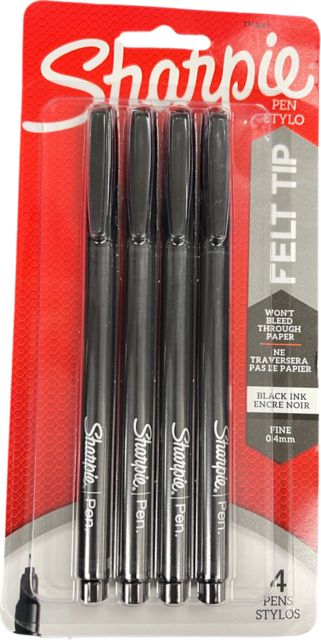 SHARPIE PEN BLK 4CT FINE