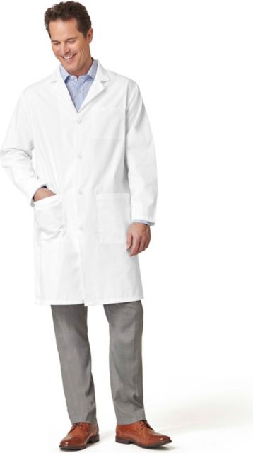 Unisex White Lab Coat Large Pockets Knee Length Medium