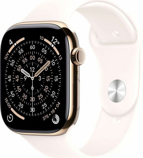 Apple Watch Series 11 GPS + Cellular 42mm Gold Titanium Case with Light Blush Sport Band - S/M